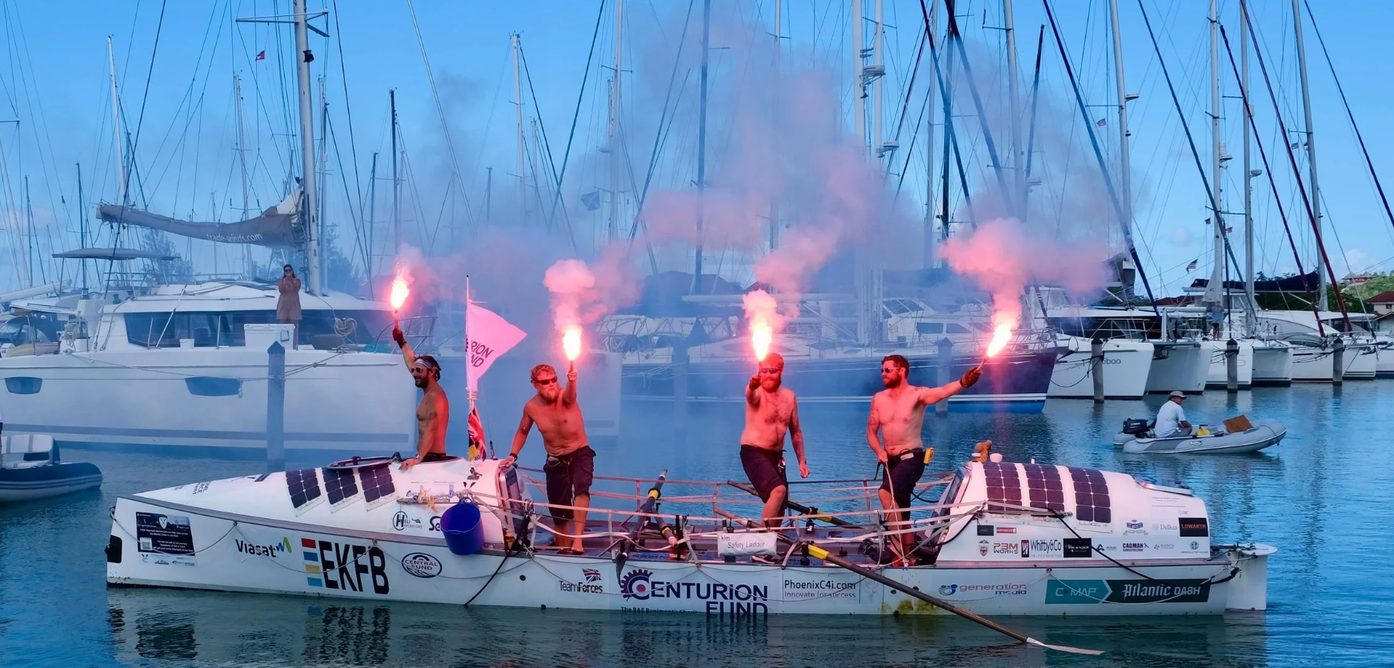 A previous Atlantic Dash crew setting off flares at departure